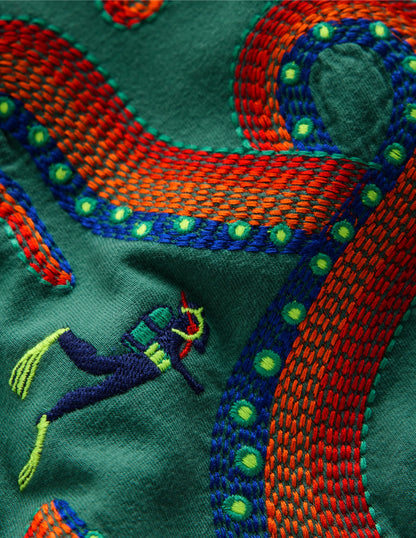 Superstitch T-Shirt-Spruce Green Octopus